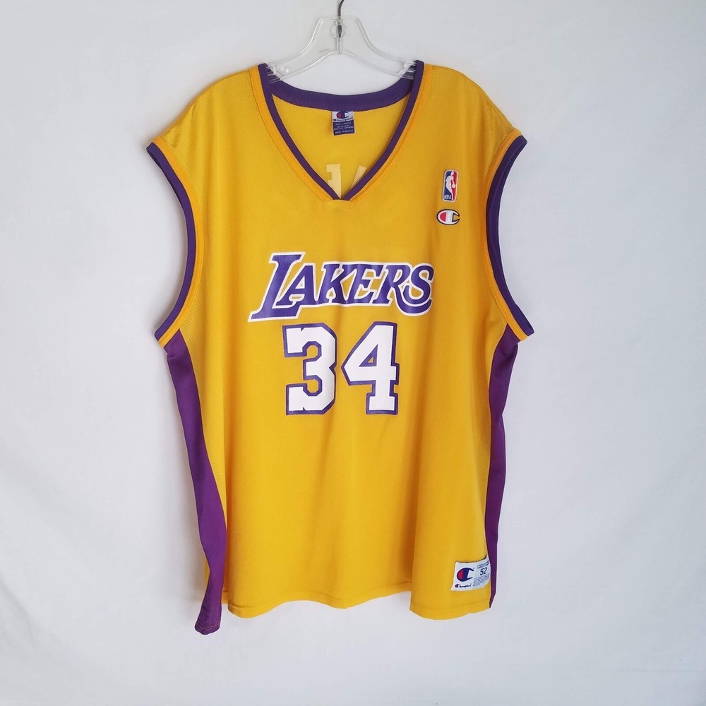 Vintage Champion Shaquille O'Neal LA Lakers Basketball Jersey Mens Size 52 2XL - Picture 1 of 6